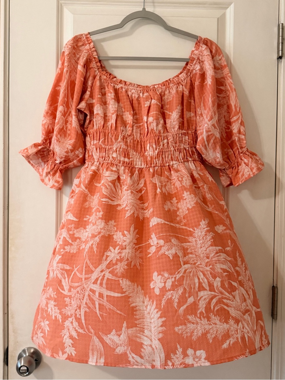 H&M Coral Floral Off-Shoulder Casual Dress - Small